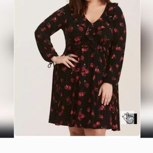 Torrid 3x Black Floral Jersey Knit Skater Dress